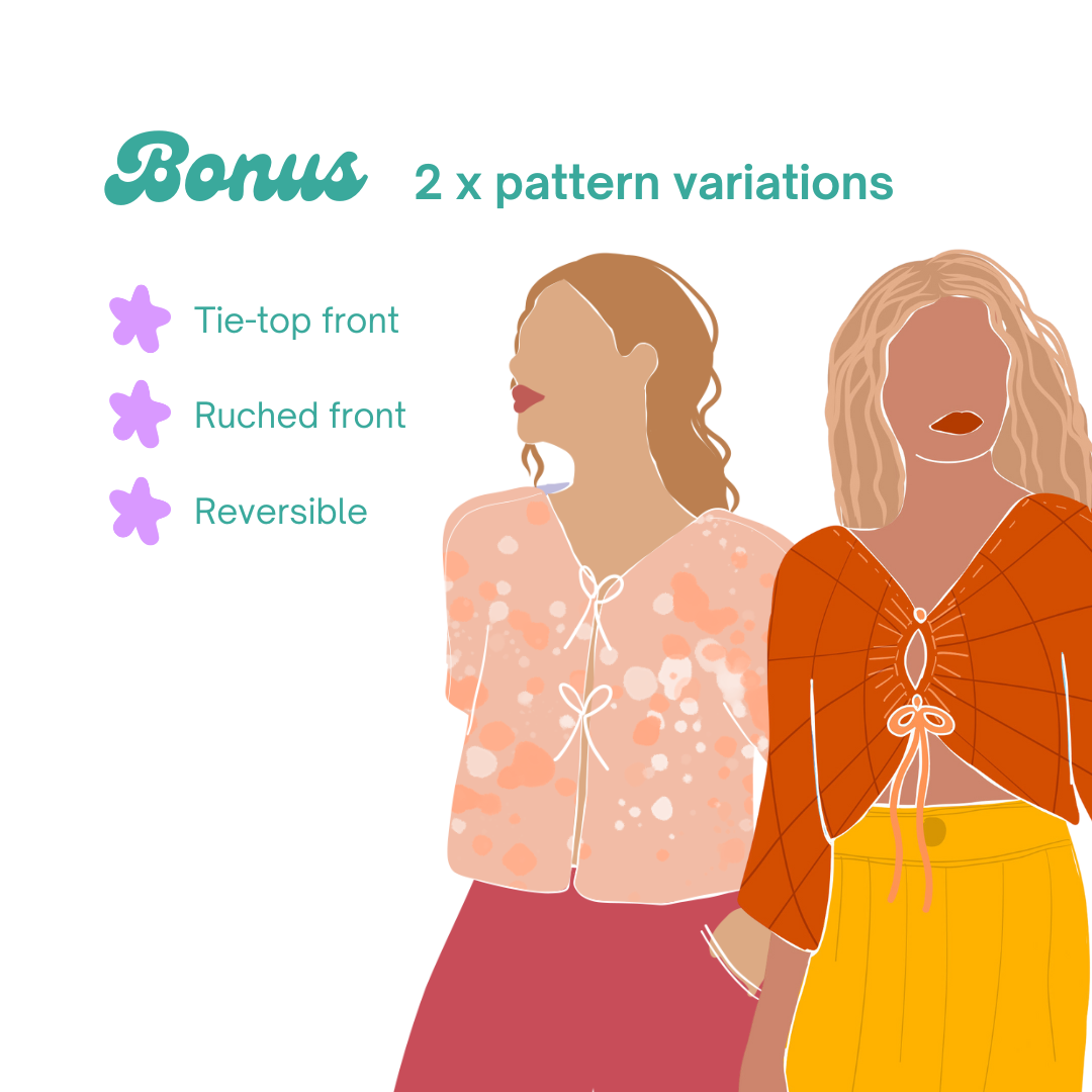 EASY BREEZY TOP + 2 Bonus variations- PDF indie sewing pattern workbook