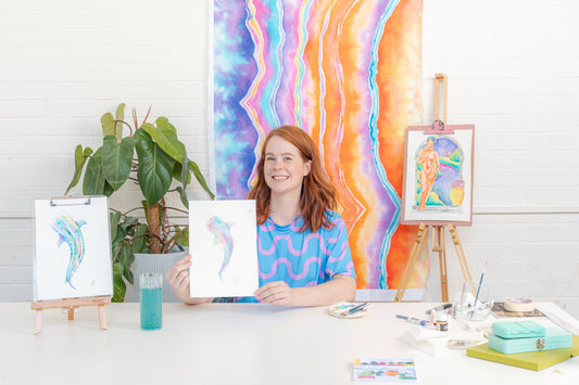 START: Beginner Watercolour Techniques & Rainbow Whaleshark project